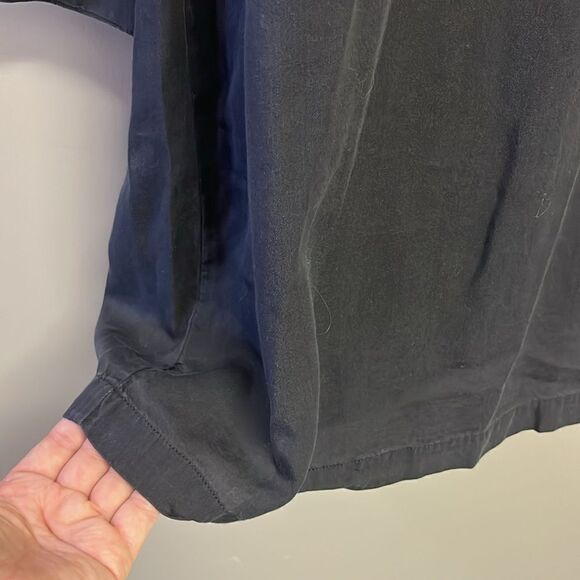 Old Navy Rustic Faded Black Ruffled Pullover Button Crew Neck Shirt Dress-Large - Picture 9 of 16